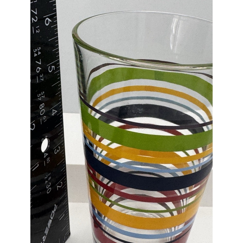 Libbey Fiestaware Tumblers Fiesta Stripes Mambo Drinking Glass 16oz Retired 4 Pc - Picture 11 of 12